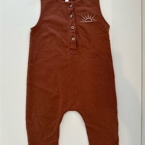 Rylee + Cru Rust Sleeveless Henley Romper